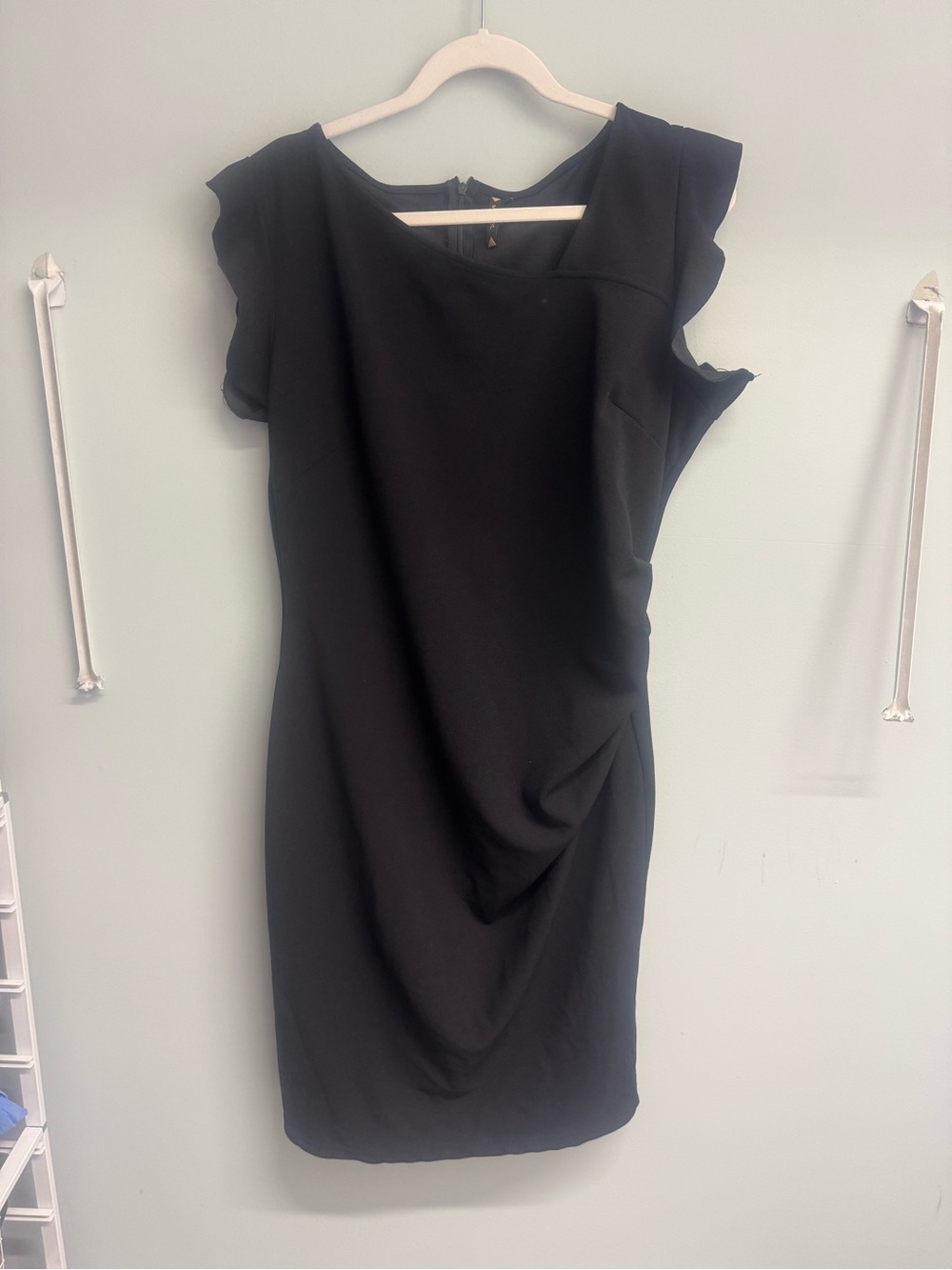 Miusol Black Midi Sheath Dress with Flutter Sleeves